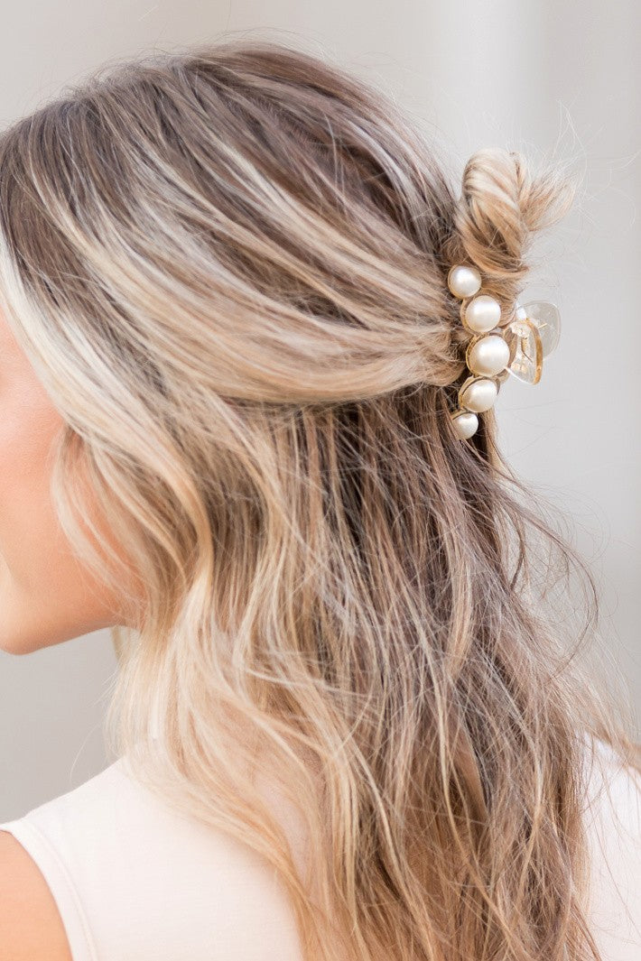 Pearl Pearl Hair Claw Clip Set 2Pk