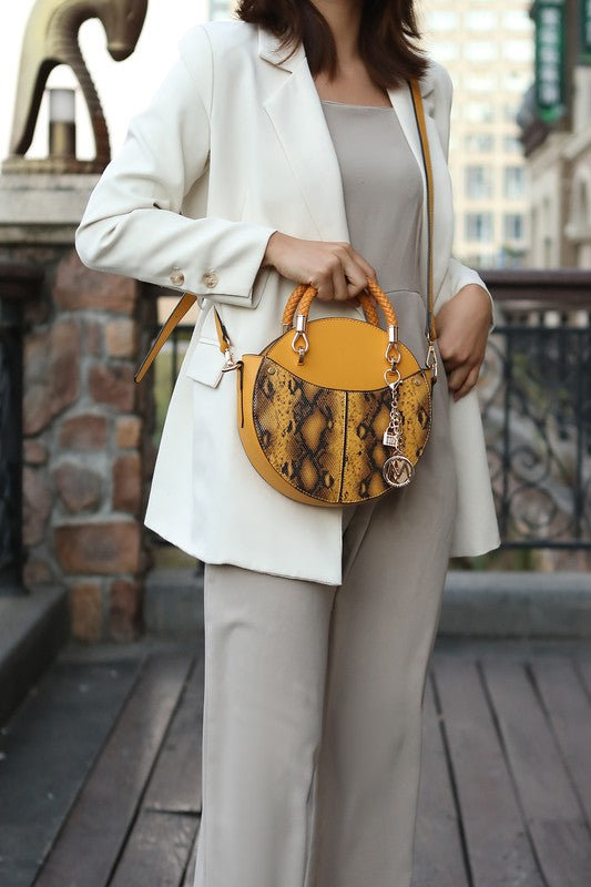 Coffee Mkf Collection Faux Snakeskin Crossbody Bag Mia K