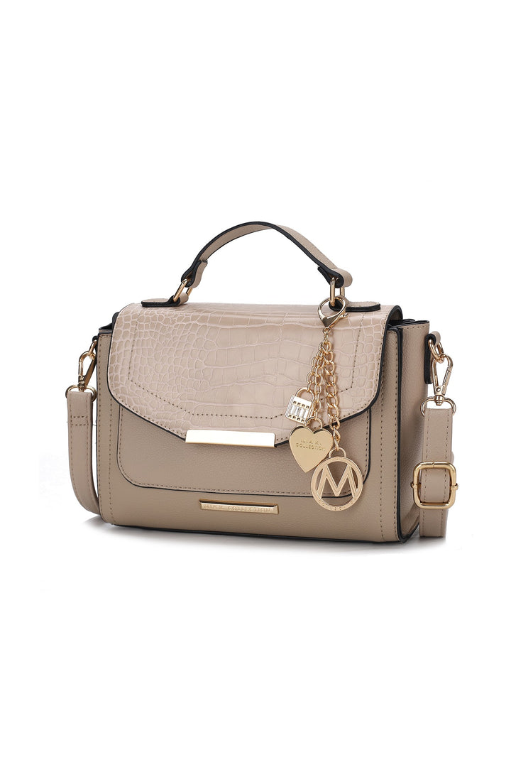 Cognac Mkf Collection Sylvie Croco Embossed Shoulder Mia