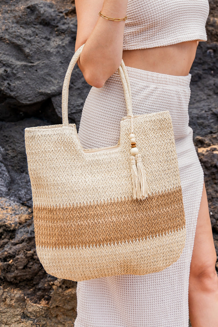Valeria Two Tone Straw Tote