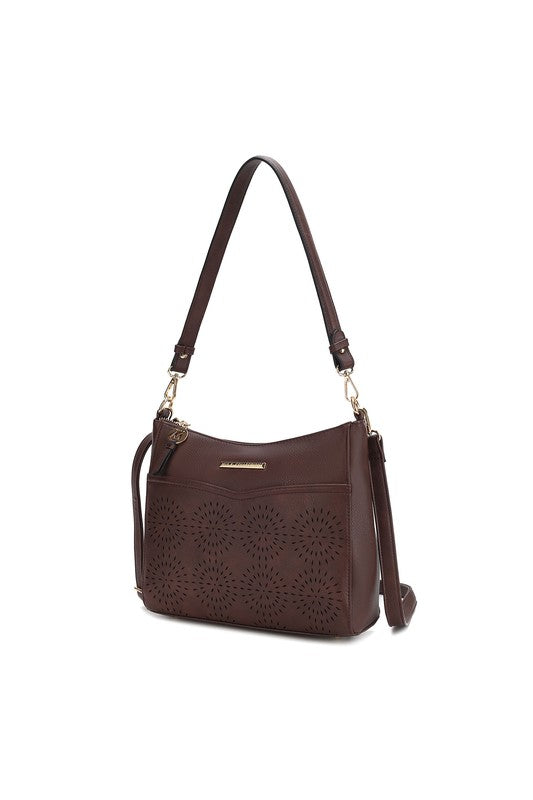 Cognac Mkf Collection Alani Laser Cut Shoulder Bag By Mia