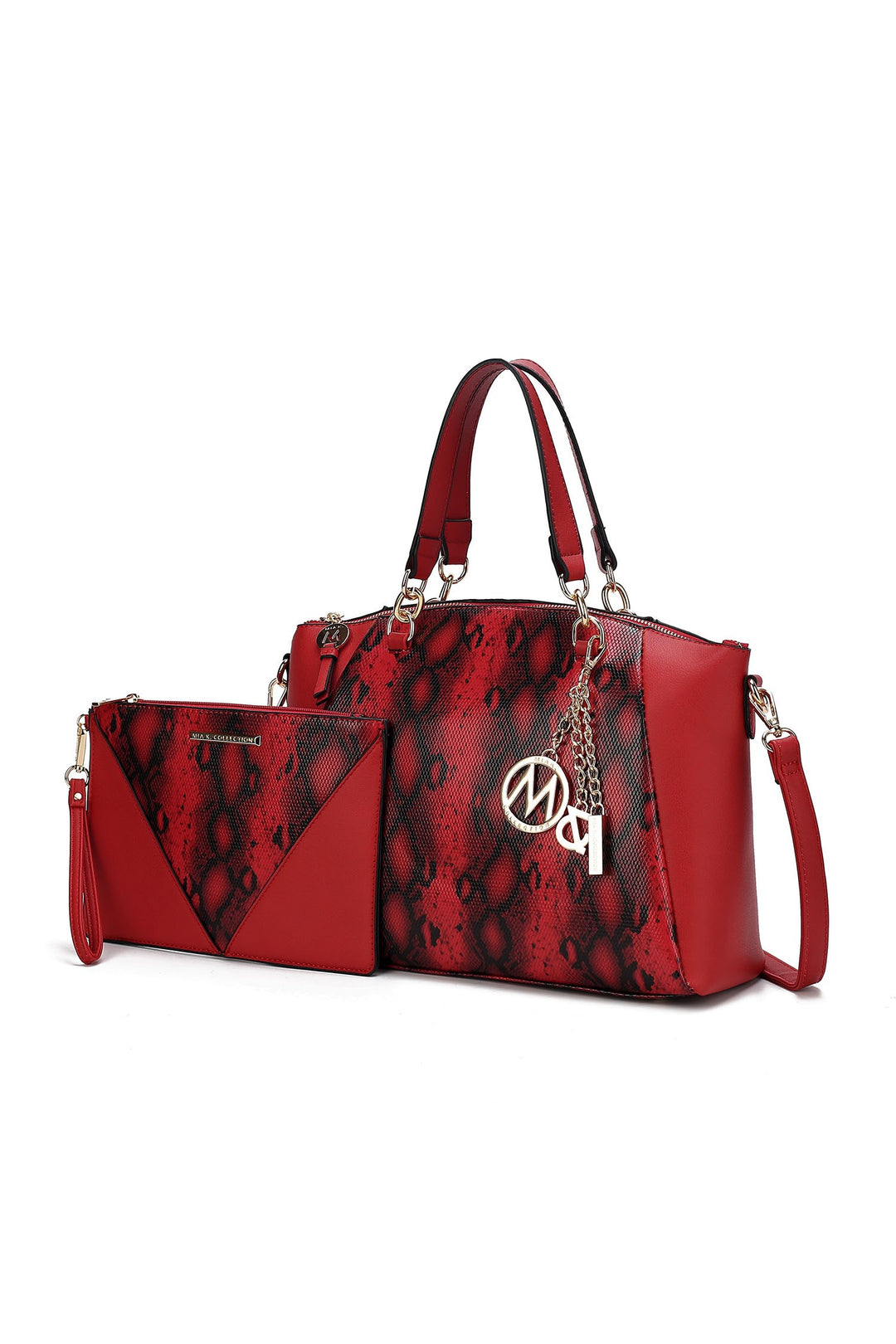 Mkf Addison Snake Embossed Tote Bag And Wallet Mia
