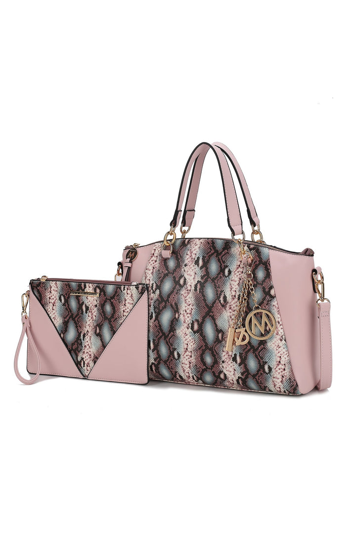 Mkf Addison Snake Embossed Tote Bag And Wallet Mia