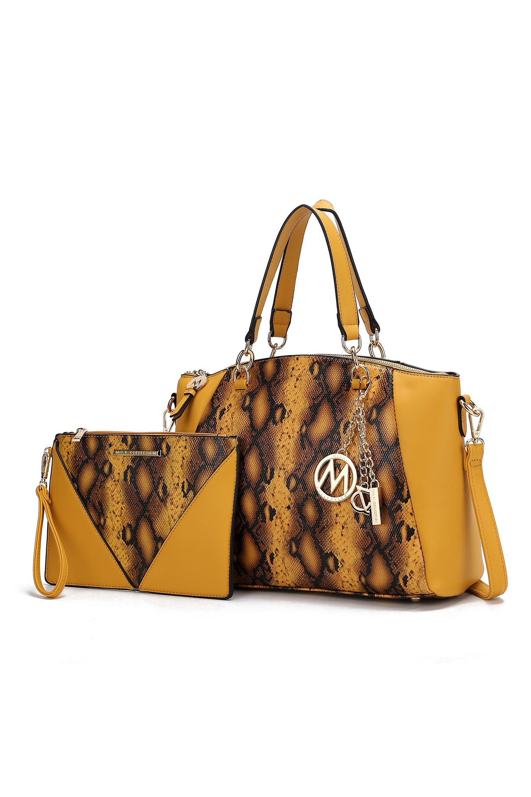 Red Mkf Addison Snake Embossed Tote Bag And Wallet Mia