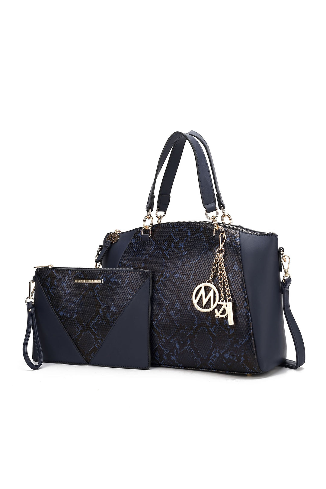 Mkf Addison Snake Embossed Tote Bag And Wallet Mia