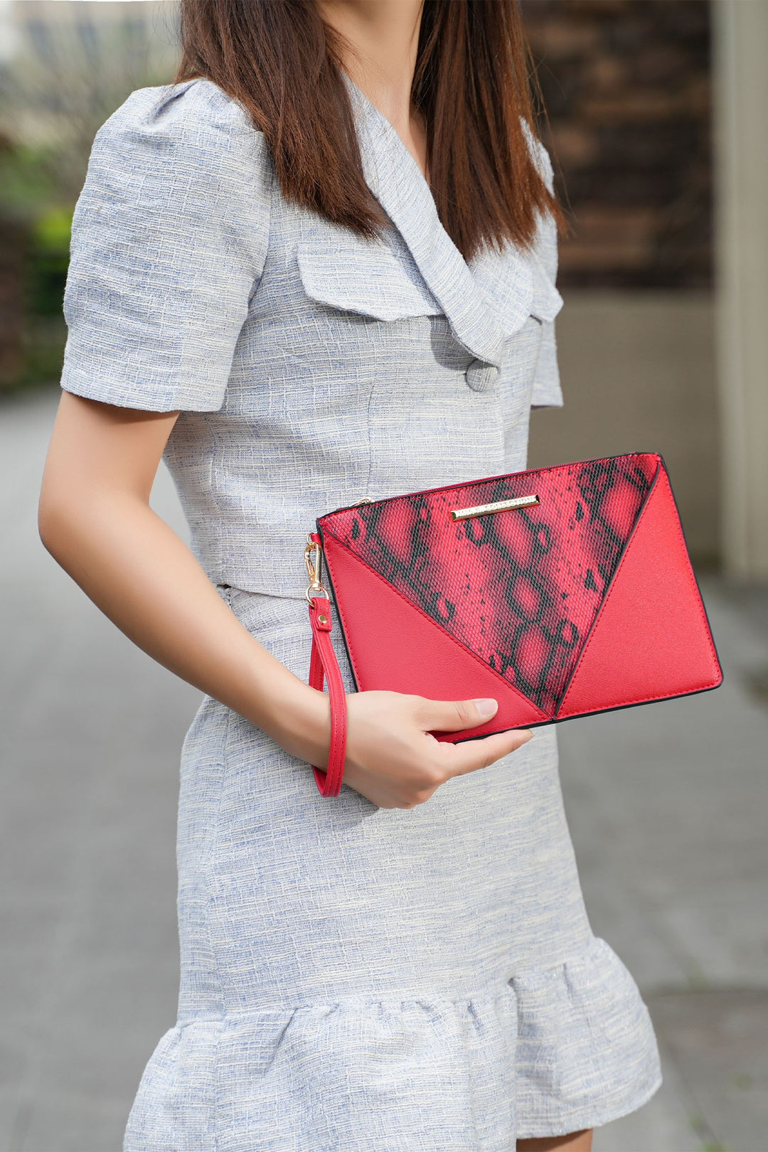 Charcoal Mkf Addison Snake Embossed Tote Bag And Wallet Mia