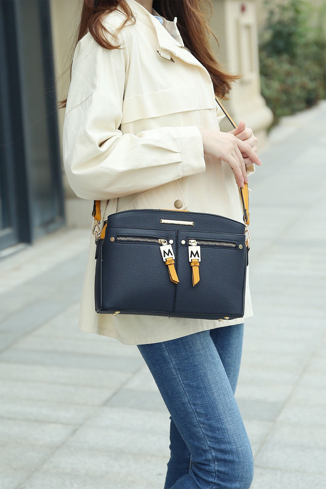 Black-Cognac Mkf Collection Zoely Crossbody Bag By Mia K