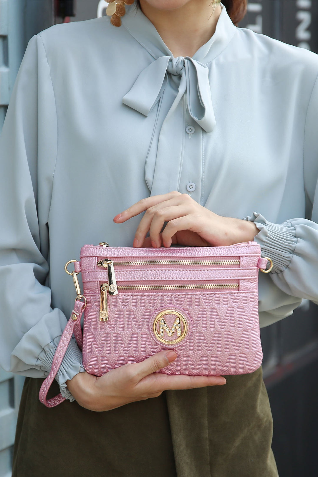 Beige Mkf Roonie Milan Signature Crossbody Bag By Mia
