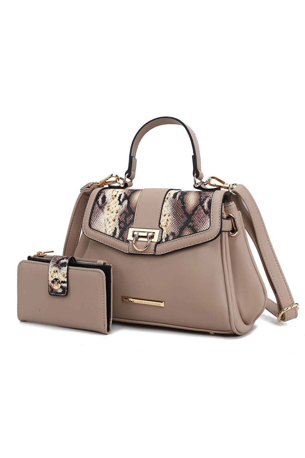 Black Mkf Geny Faux Snake Shoulder Bag With Wallet Mia K