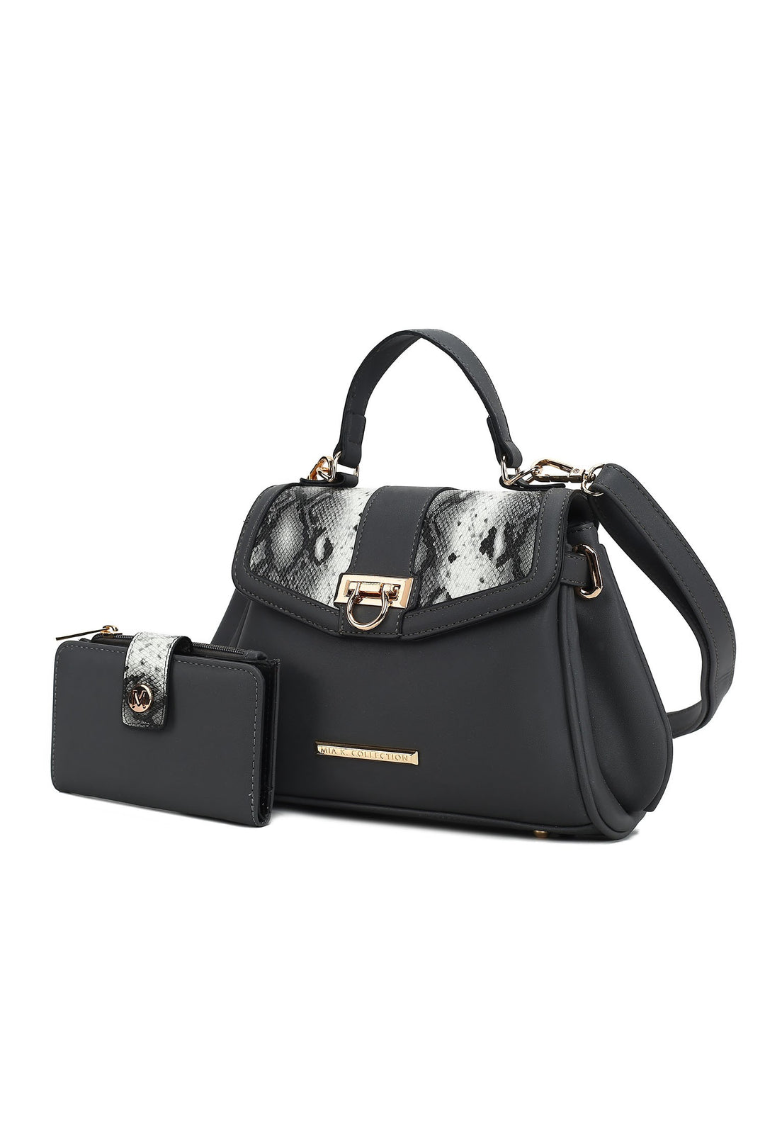 Dark Green Mkf Geny Faux Snake Shoulder Bag With Wallet Mia K