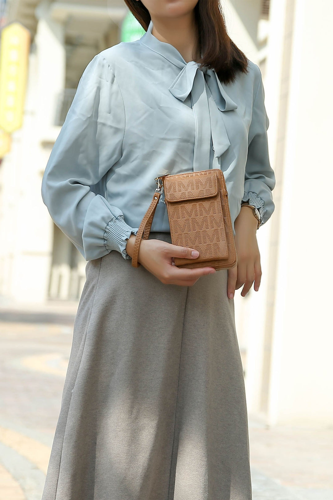 Beige Mfk Collection Caddy Phone Wallet Crossbody By Mia