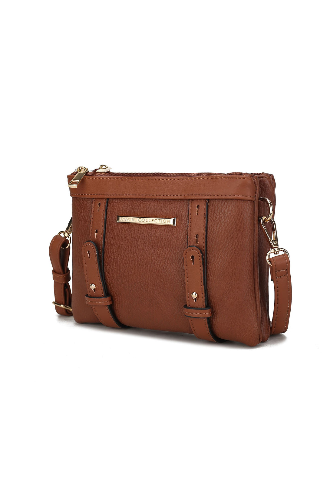 Cognac Mkf Elsie Multi Compartment Crossbody Bag By Mia K
