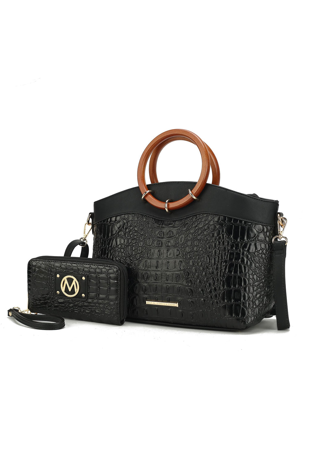 Light Grey Mkf Phoebe Tote With Wristlet Wallet Bag By Mia K