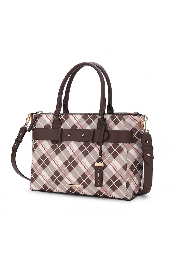 Purple Mkf Collection Vivian Plaid Satchel Bag By Mia K