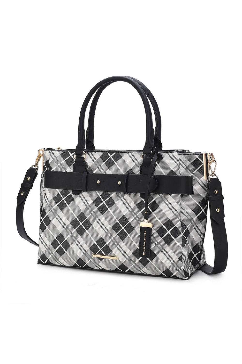 Coffee Mkf Collection Vivian Plaid Satchel Bag By Mia K