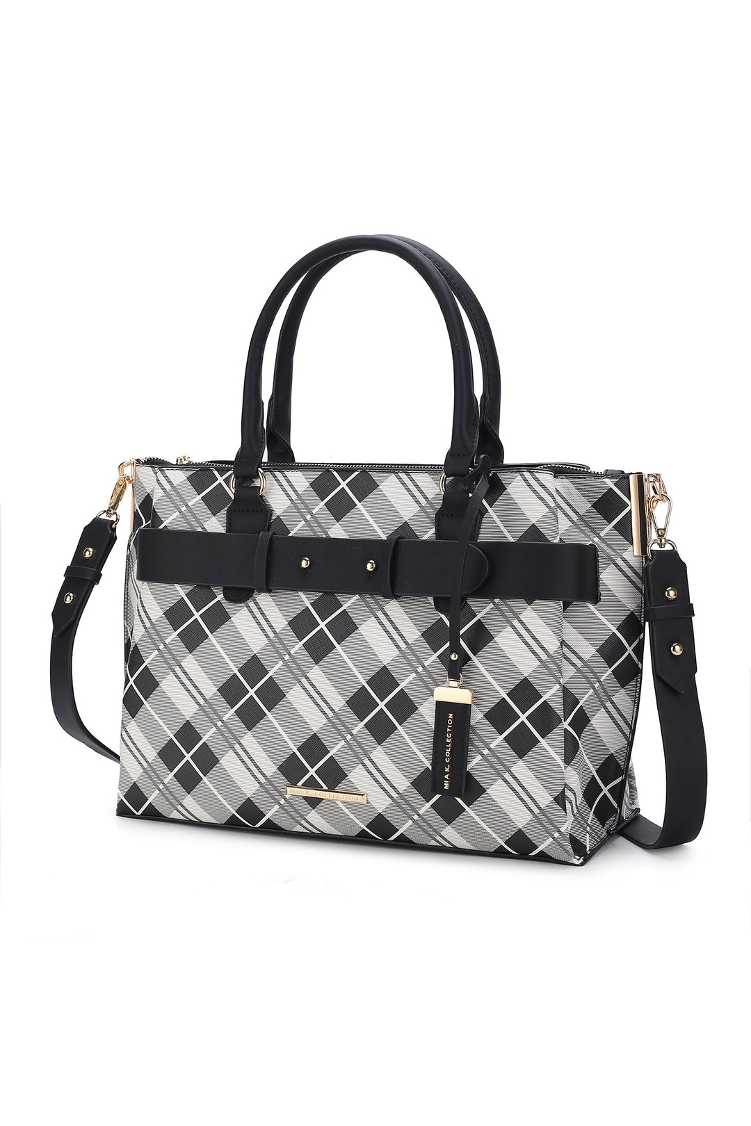 Coffee Mkf Collection Vivian Plaid Satchel Bag By Mia K