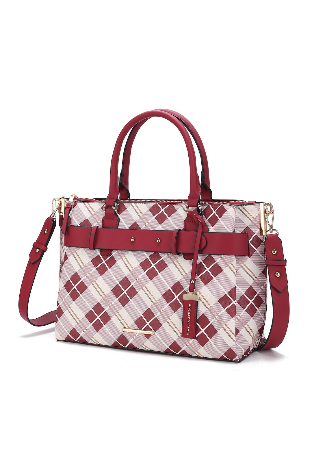Olive Mkf Collection Vivian Plaid Satchel Bag By Mia K