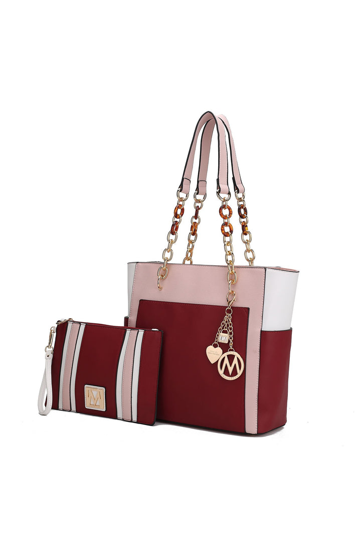 Blush - Wine Mkf Rochelle Color Block Tote With Wristlet Mia K
