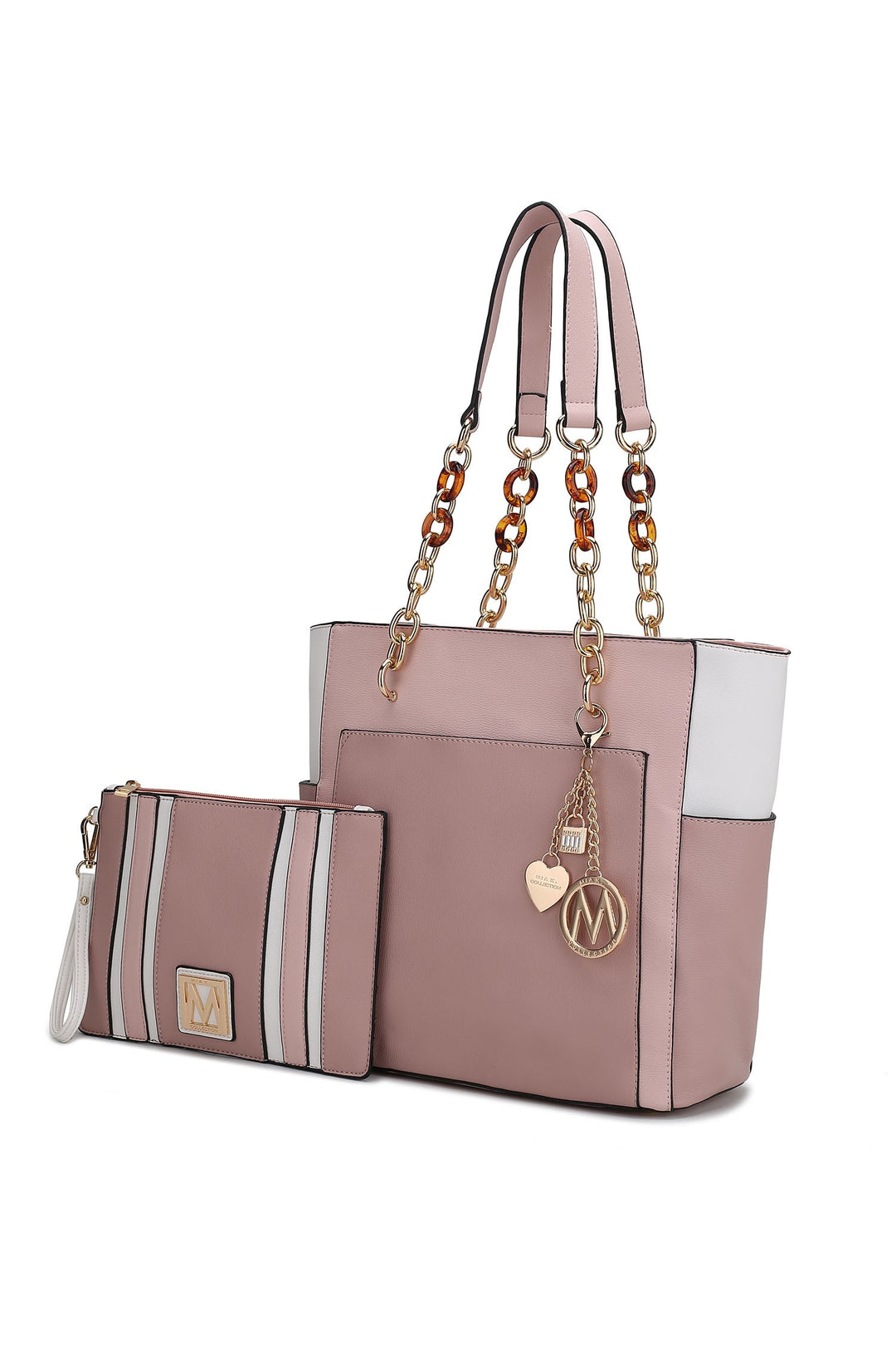 Blue - Navy Mkf Rochelle Color Block Tote With Wristlet Mia K