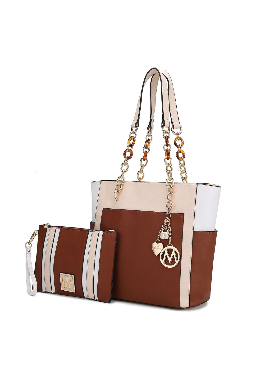 Black - Pewter Mkf Rochelle Color Block Tote With Wristlet Mia K
