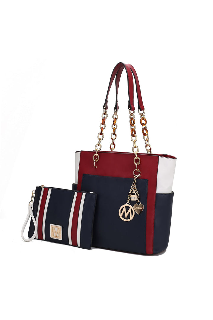 Mkf Rochelle Color Block Tote With Wristlet Mia K