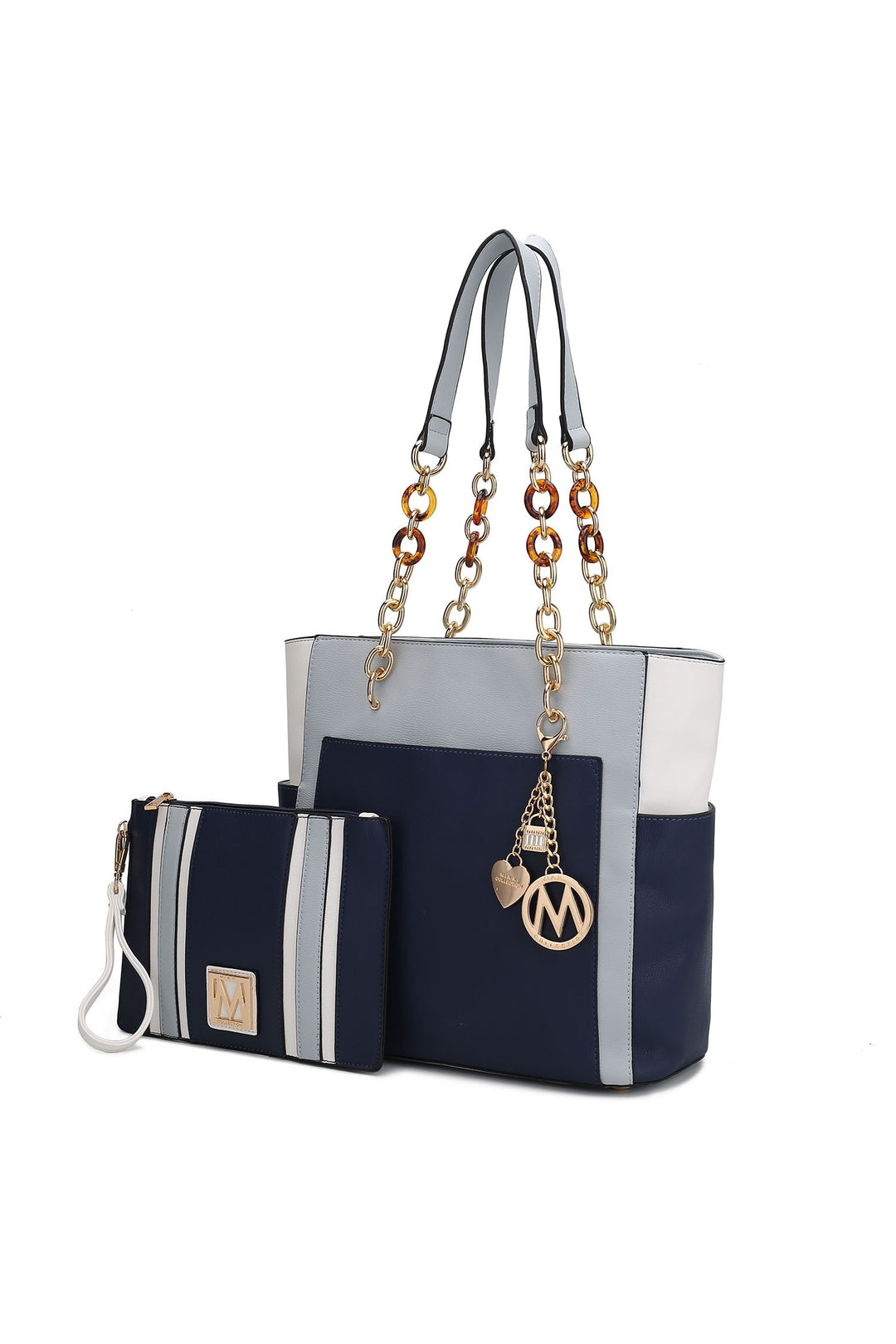 Blush - Mauve Mkf Rochelle Color Block Tote With Wristlet Mia K