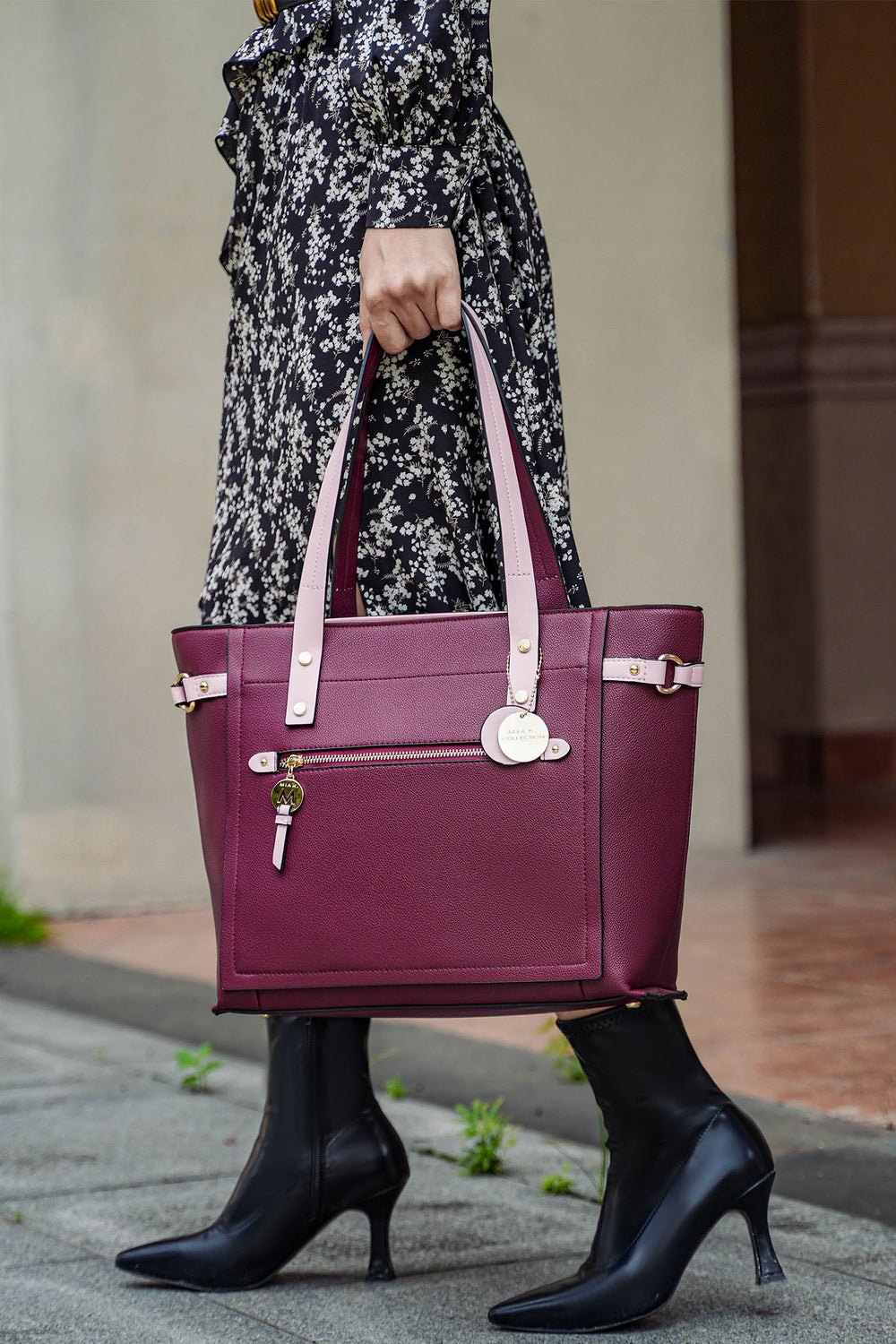 Charcoal - Blush Mkf Collection Andrys Tote Bag By Mia K