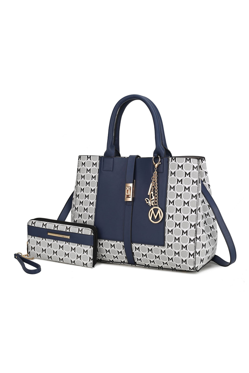 Navy Mkf Yuliana Circular Print Satchel With Wallet Mia