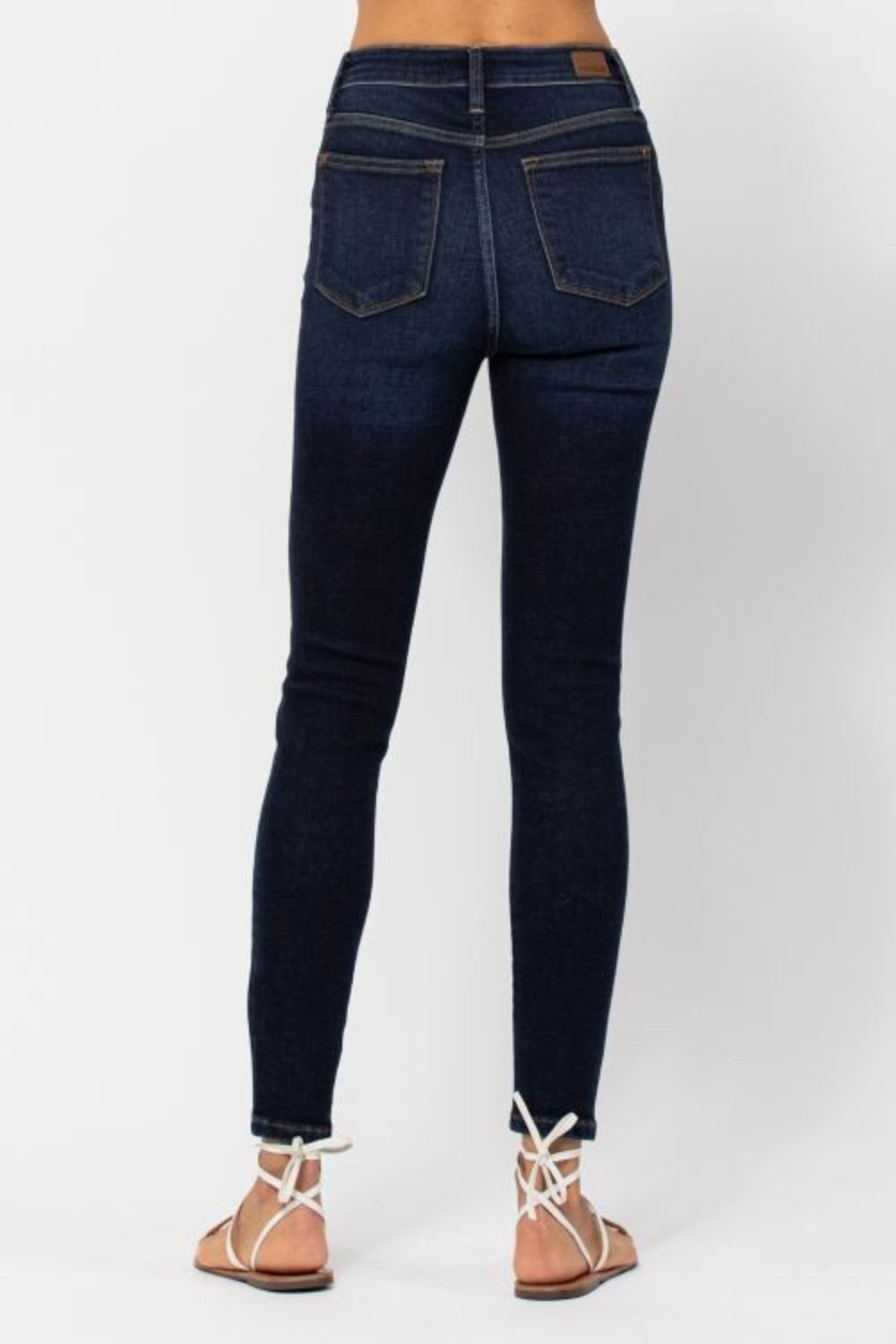 Dark Judy Blue Full Size High Waist Handsand Skinny Jeans