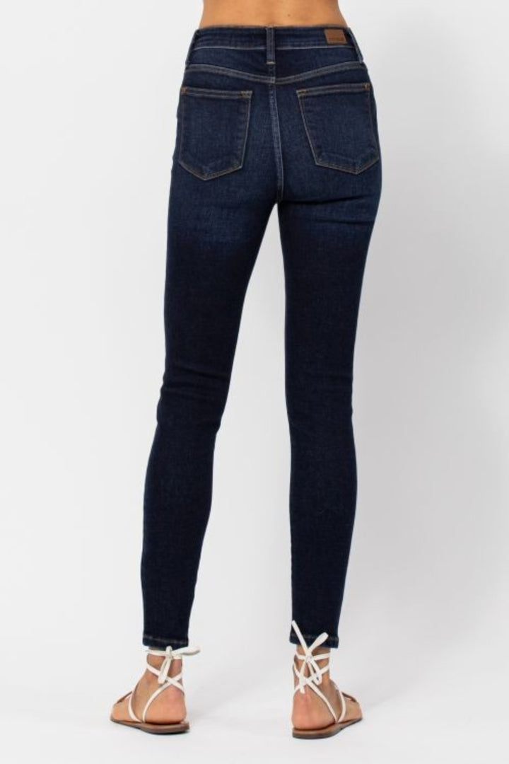 Dark Judy Blue Full Size High Waist Handsand Skinny Jeans