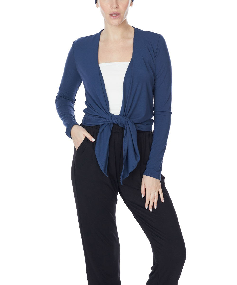 Black Bamboo Simple Tie Front Cardigan