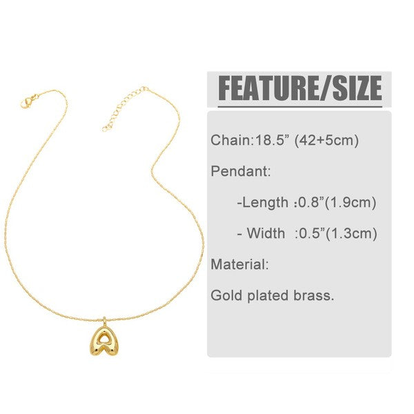 H Water Drop Bubble Letter Initial Letter Necklace