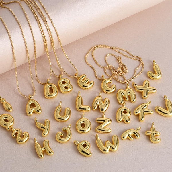 D Water Drop Bubble Letter Initial Letter Necklace