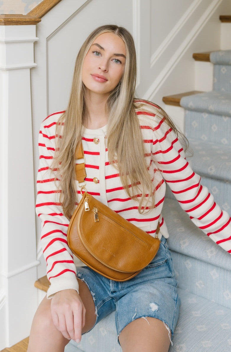 Black Holly Foldover Crossbody Belt Shoulder Bag