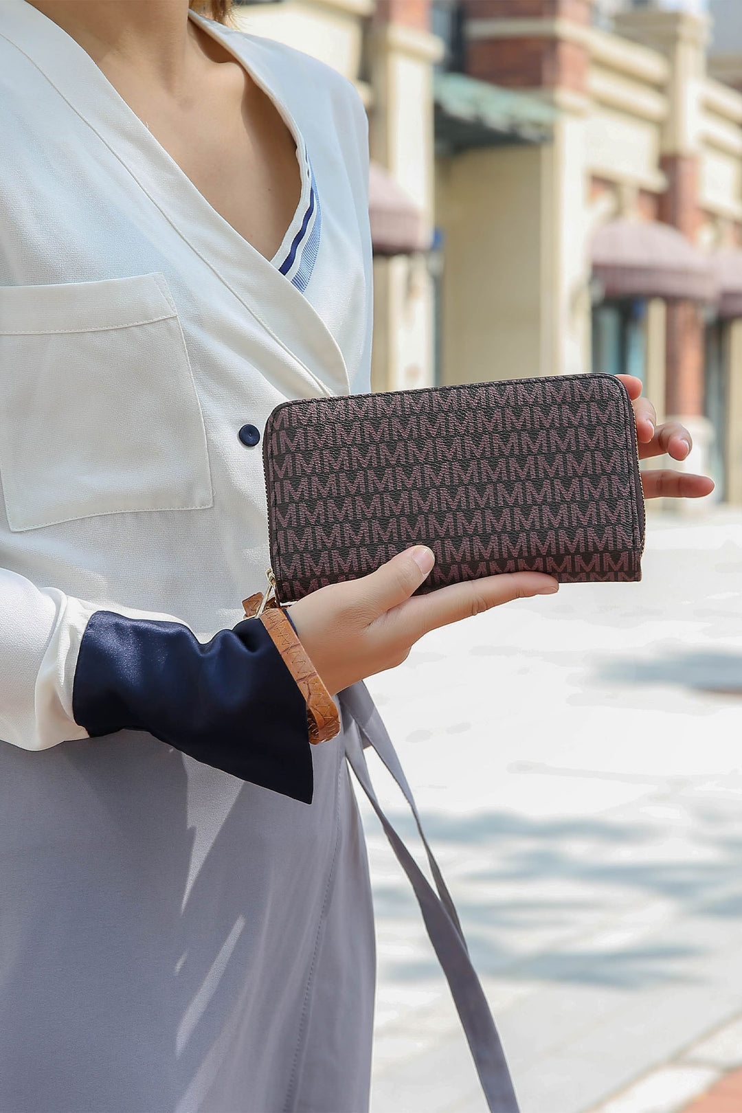Beige Mkf Noemy M Signature Wallet Wristlet By Mia K