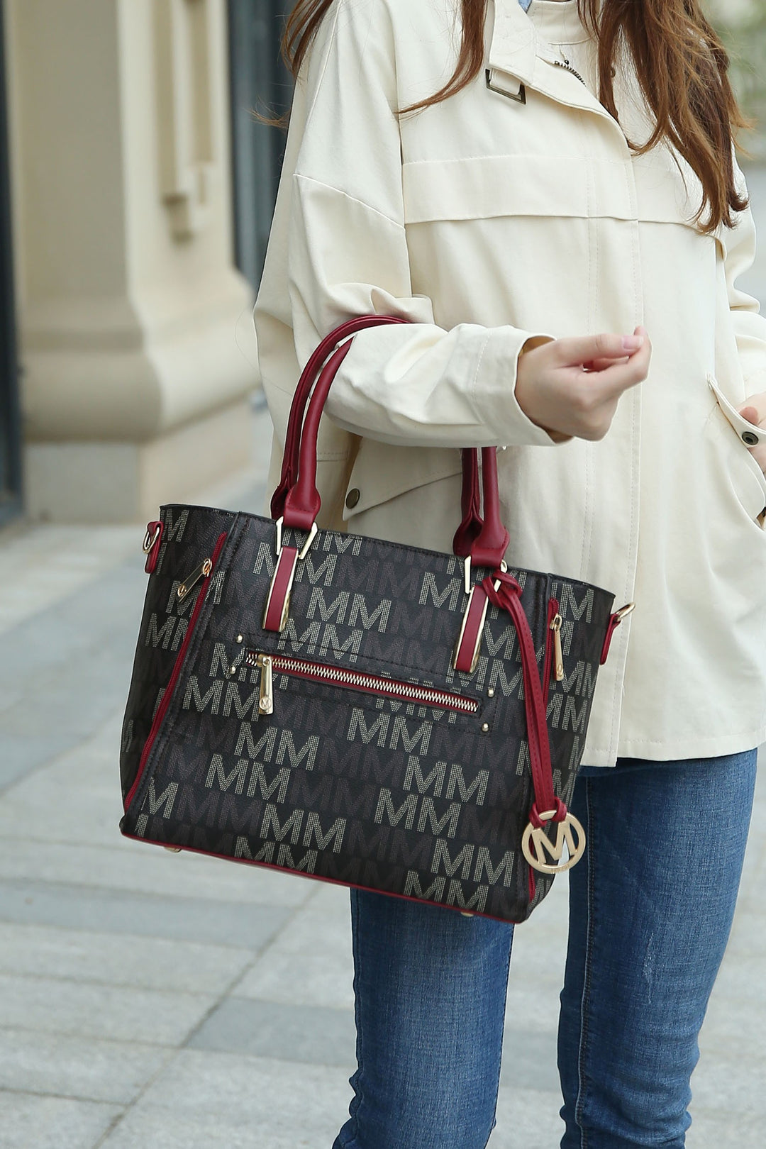Beige Mkf Collection Siena M Signature Handbag By Mia K