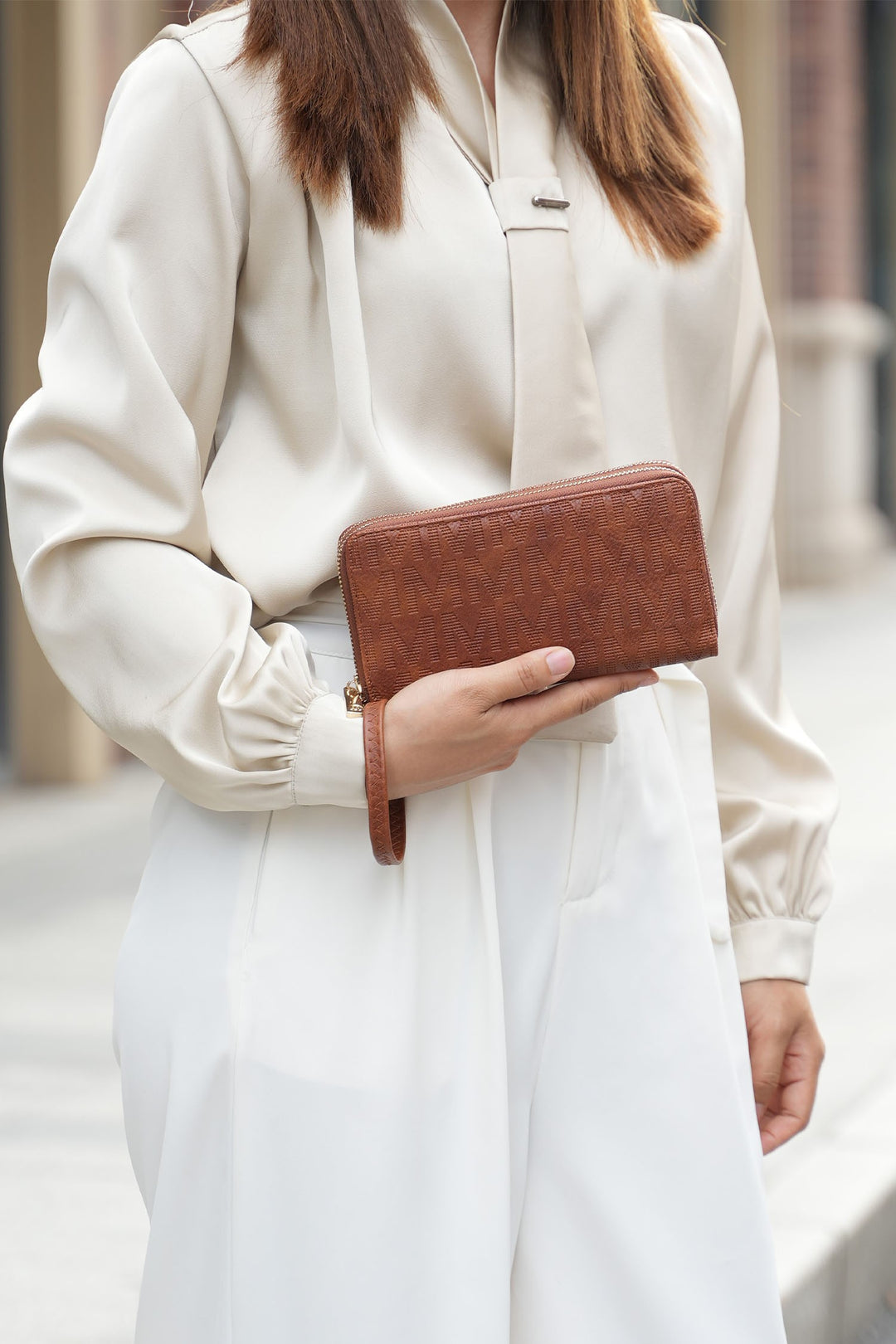 Beige Mkf Lisbette Embossed M Signature Wallet By Mia K