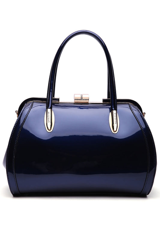 Black Mkf Marlene Patent Satchel Handbag By Mia K