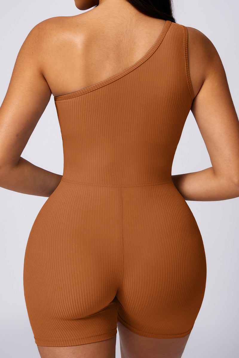 Blue Oblique One Shoulder Exercise Fitness Bodysuits