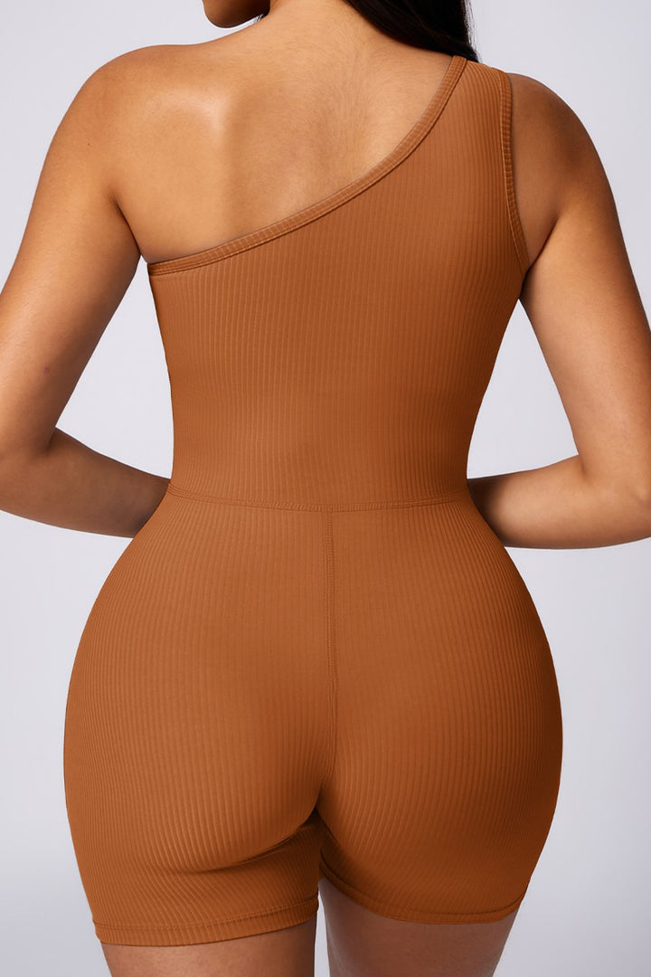 Blue Oblique One Shoulder Exercise Fitness Bodysuits