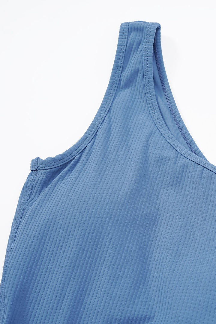 Blue Oblique One Shoulder Exercise Fitness Bodysuits