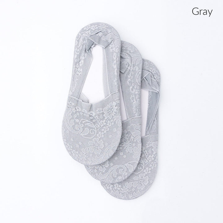 No Slip Floral Lace Sneaker Socks 3 Pack | Anekay