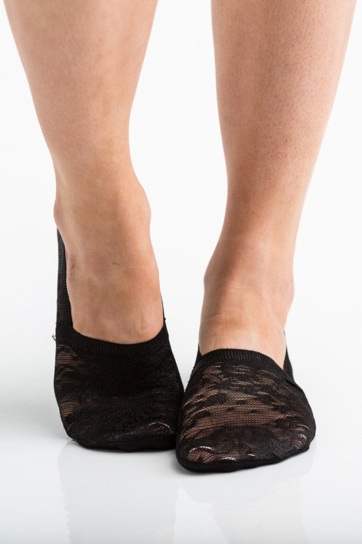 Gray No Slip Floral Lace Sneaker Socks 3 Pack | Anekay