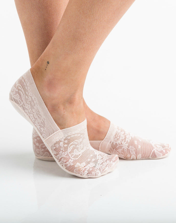 No Slip Floral Lace Sneaker Socks 3 Pack | Anekay