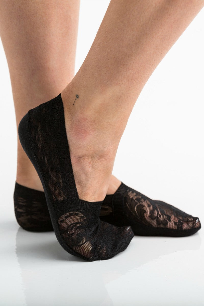 Nude No Slip Floral Lace Sneaker Socks 3 Pack | Anekay