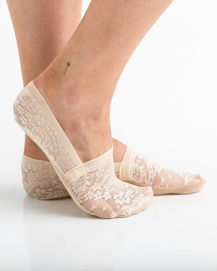 No Slip Floral Lace Sneaker Socks 3 Pack | Anekay
