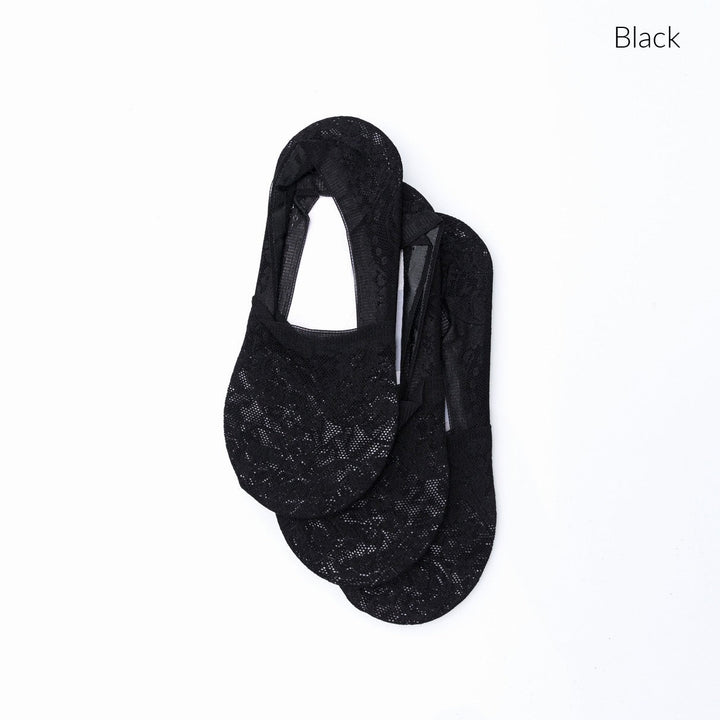 No Slip Floral Lace Sneaker Socks 3 Pack | Anekay