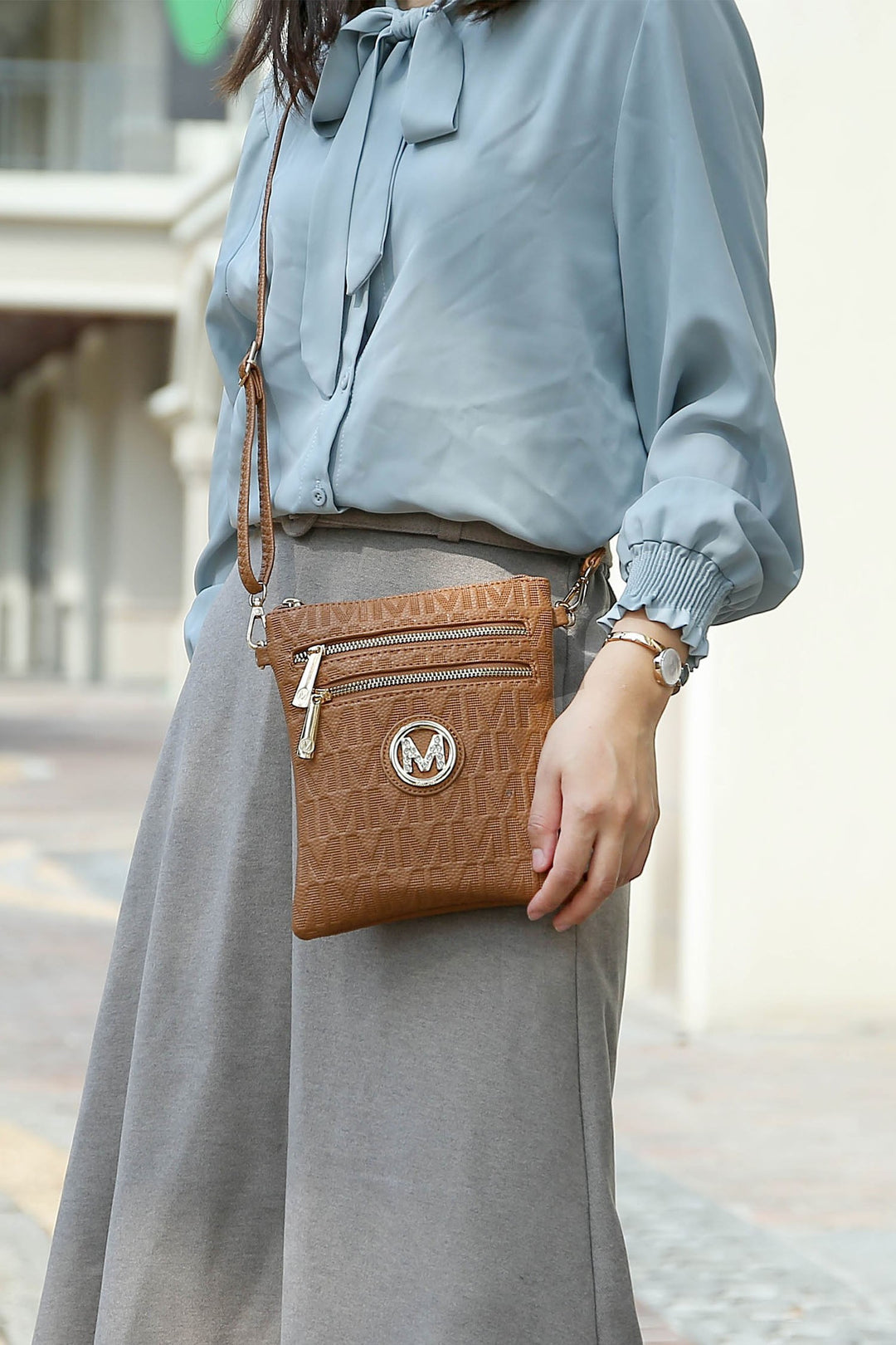 Grey Mkf Andrea Milan M Signature Crossbody By Mia K