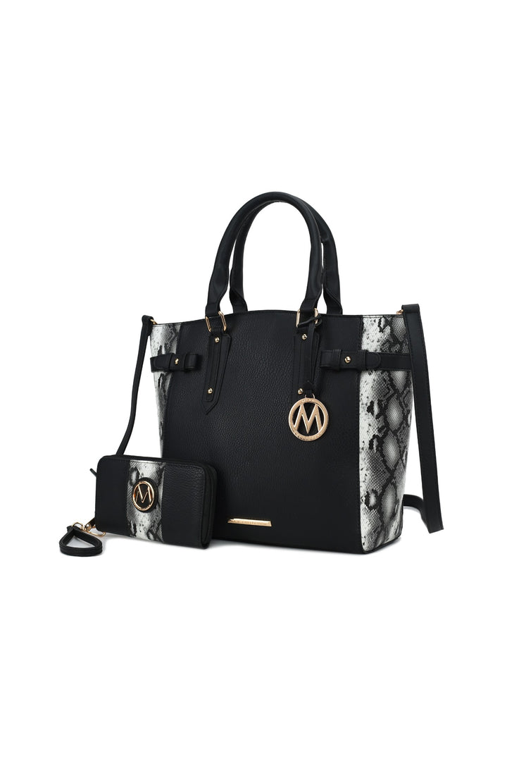 Charcoal Mkf Joelle Faux Snake Tote Bag Wallet By Mia K