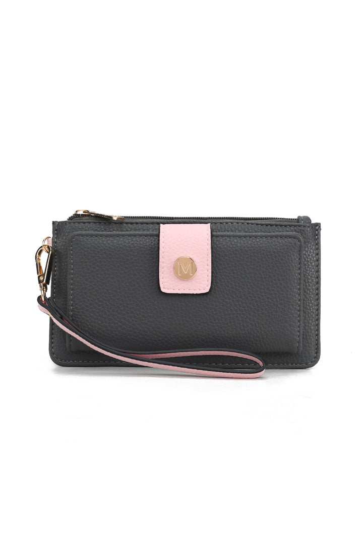 Light Blue - Navy Mkf Olympe Vegan Leather Wristlet Wallet By Mia K